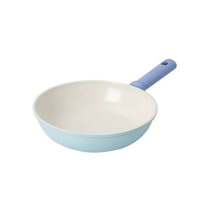 24cm Blue Ceramic & Iron Nonstick Frying Pan – Flat Pan for Gas & Induction Stoves
