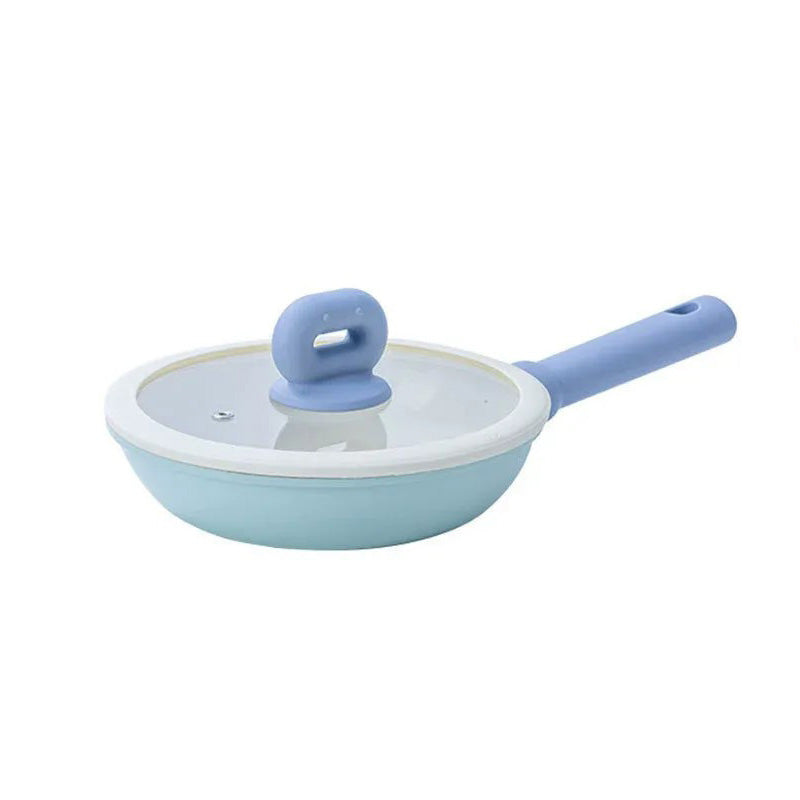 24cm Blue Ceramic & Iron Nonstick Frying Pan – Flat Pan for Gas & Induction Stoves