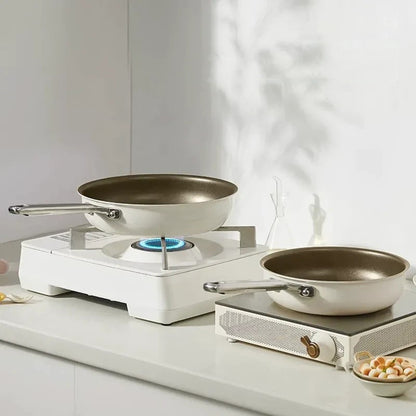 24cm Gray Ceramic & Iron Mini Nonstick Frying Pan – Flat Pan for Gas & Induction Stoves