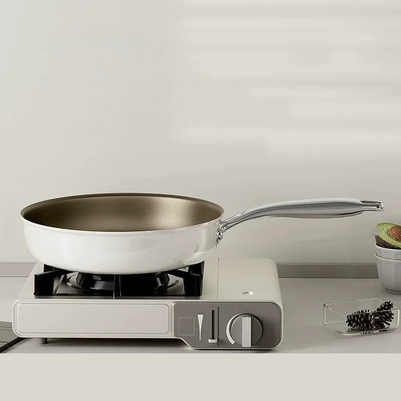 24cm Gray Ceramic & Iron Mini Nonstick Frying Pan – Flat Pan for Gas & Induction Stoves