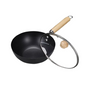 24cm Black Mini Cast Iron Wok – No Coating, Seasoning-Free, Lightweight Pan for Gas & Induction Stoves