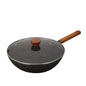 34cm Black Premium Cast Iron Wok – Thickened Nonstick Stir-Fry Pan for Gas Stoves