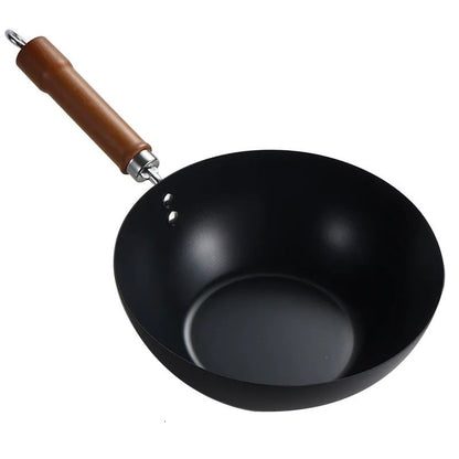 24cm Black Premium Iron Mini Pot – Nonstick Ribbed Pan for Soup, Milk, and Stir-Fry, Compatible with Gas & Induction Stoves