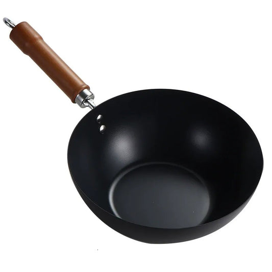 24cm Black Premium Iron Mini Pot – Nonstick Ribbed Pan for Soup, Milk, and Stir-Fry, Compatible with Gas & Induction Stoves
