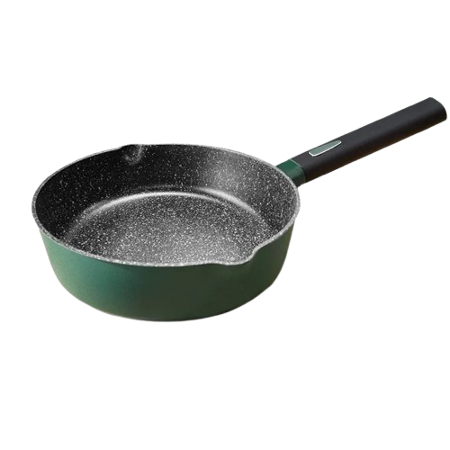 24cm Green Maifan Stone Nonstick Frying Pan – Flat Pan for Gas & Induction Stoves, Ideal for Frying & Stir-Frying