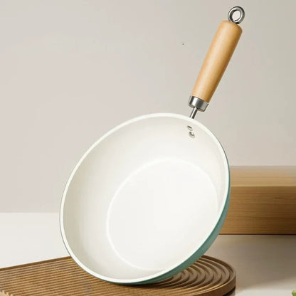 24cm Light Green Ceramic Nonstick Frying Pan – Flat Pan for Gas & Induction Stoves