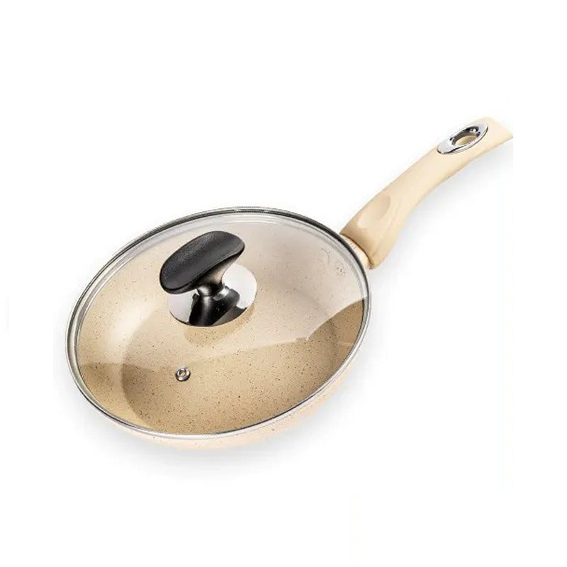 24cm Off-White Maifan Stone Nonstick Frying Pan – Pressure-Resistant Skillet for Gas & Induction Stoves